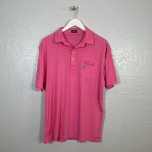 Johnnie-O Men L Flamingo Pink Original 4 Button Polo Shirt Short Sleeve Cotton